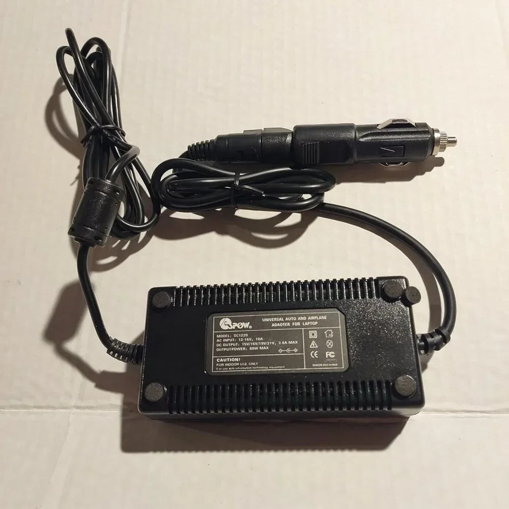 Universal 12V Laptop Car & Airplane Adapter With Multiple Tips-VTG-NEW
